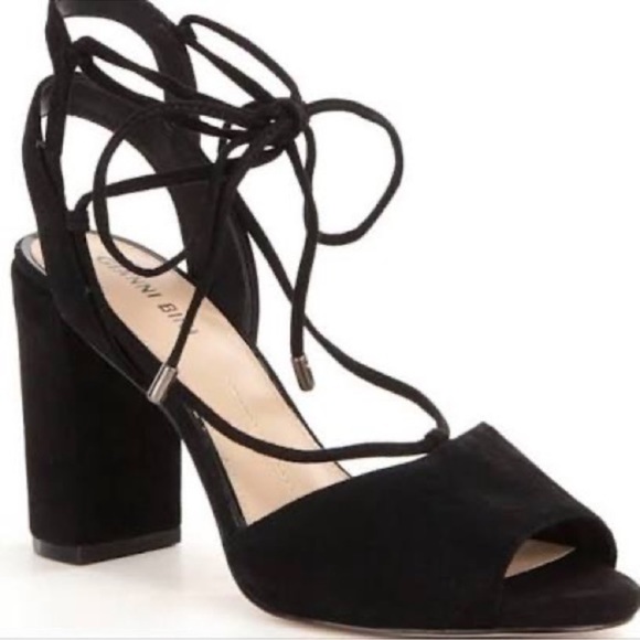 Gianni Bini Keelin Lace-Up Black Velvet Heels - Picture 1 of 10